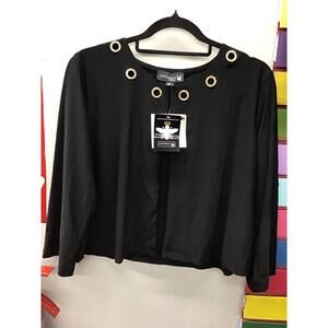 Antthony originals crop open front cardigan XL black gold buttons new HSN